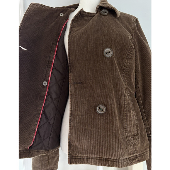 VTG Esprit Outerwear Brown Corduroy Peacoat Quilted Lined Double Breasted Y2K M - Picture 2 of 16